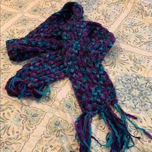 Purple and teal long scarf